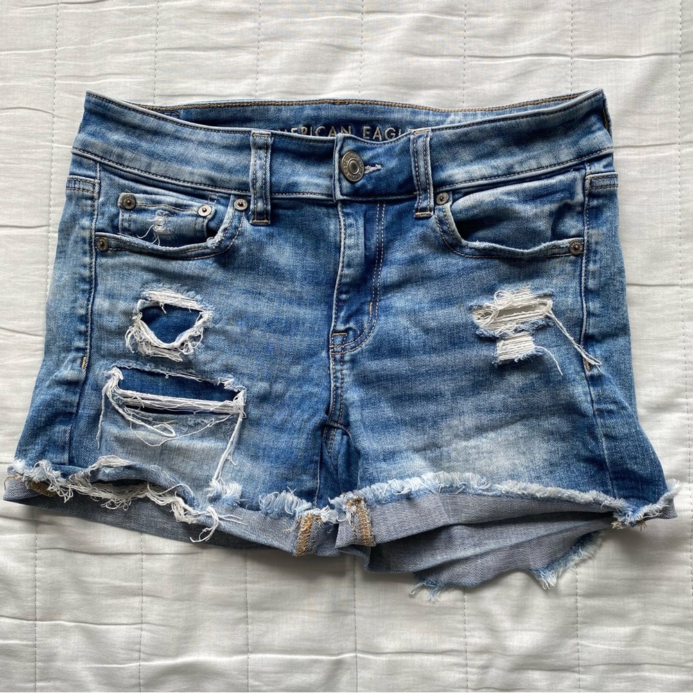 American Eagle Outfitters Distressed Denim Cutoff Shorts - Blue
